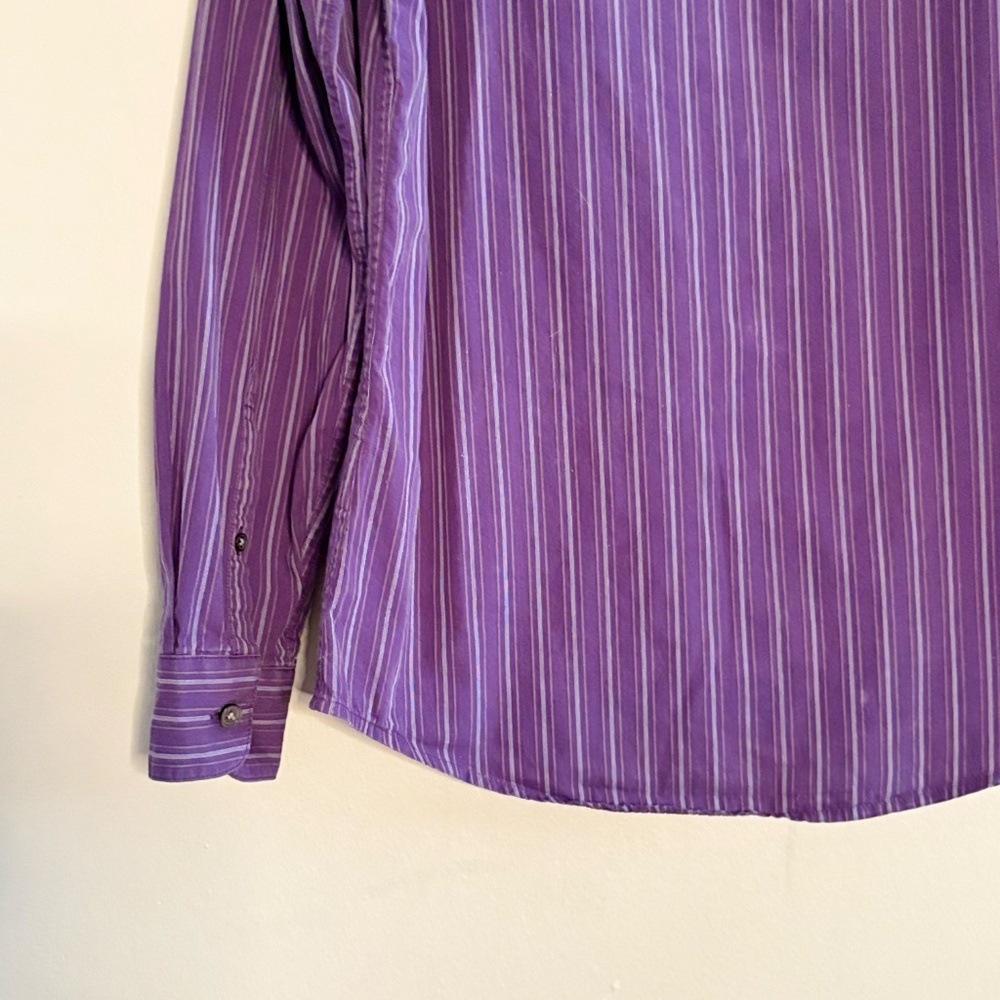 Vintage DKNY Two-Tone Purple Pinstripe Dress Shirt – Size Small, 15" Neck EUC - Picture 10 of 11